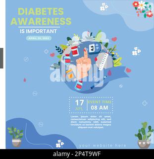 Design-Vektor für das World Diabetes Day Awareness Template Stock Vektor