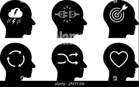 Flachsymbole als Konzept des menschlichen Emotionszustandes und des mentalen Gleichgewichts Stock Vektor