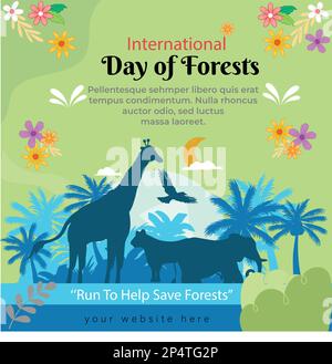 Ökologisches Konzept mit grüner Öko-Erde und Bäumen. Vektorgrafik. Stock Vektor