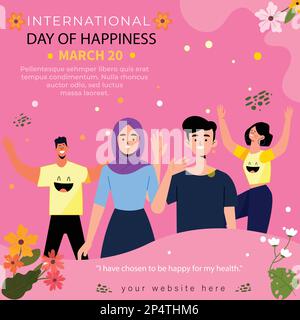 International Day Of Happiness Illustration Template Design Vector Stock Vektor