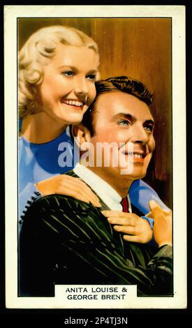 Porträt von Anita Louise & George Brent - alte Zigarettenkarte Stockfoto