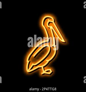 pelikan-Vogel-Symbol mit Neonlicht Stock Vektor