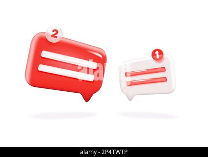 3D Sprechblasensymbol auf Social-Media-Symbol isoliert im Hintergrund. Stock Vektor