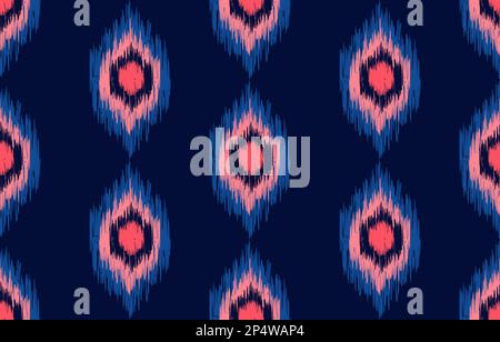 Ethnisches Nahtloses Muster. Vektorgeometrische Stammesstickerei mit traditioneller afrikanischer Stickerei, böhmische Mode. Ikat-Stoffteppich Batikschmuck Stockfoto
