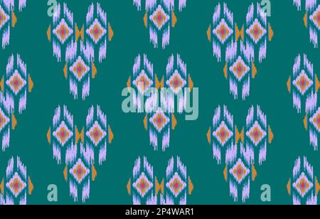 Ethnisches Nahtloses Muster. Vektorgeometrische Stammesstickerei mit traditioneller afrikanischer Stickerei, böhmische Mode. Ikat-Stoffteppich Batikschmuck Stockfoto