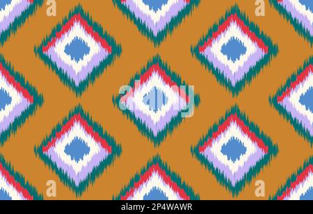 Ethnisches Nahtloses Muster. Vektorgeometrische Stammesstickerei mit traditioneller afrikanischer Stickerei, böhmische Mode. Ikat-Stoffteppich Batikschmuck Stockfoto