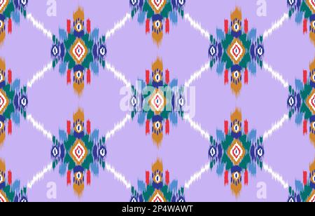 Ethnisches Nahtloses Muster. Vektorgeometrische Stammesstickerei mit traditioneller afrikanischer Stickerei, böhmische Mode. Ikat-Stoffteppich Batikschmuck Stockfoto