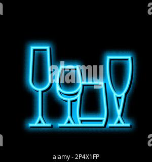Trinkgeschirr Set Neon Glow Symbol Illustration Stock Vektor