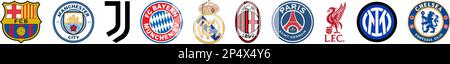 Die beliebtesten europäischen Fußballmannschaften Stock Vektor