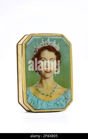 Klassische Queen Elizabeth 2-Souvenirdose Stockfoto
