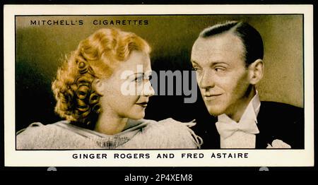 Porträt von Ginger Rogers & Fred Astaire - Oldtimer-Zigarettenkarte Stockfoto