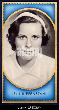 Das Porträt von Leni Riefenstahl - eine alte deutsche Zigarettenkarte Stockfoto