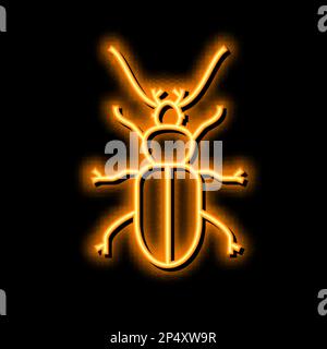 Abbildung eines neonleuchtsymbols für käfer-Insekten Stock Vektor