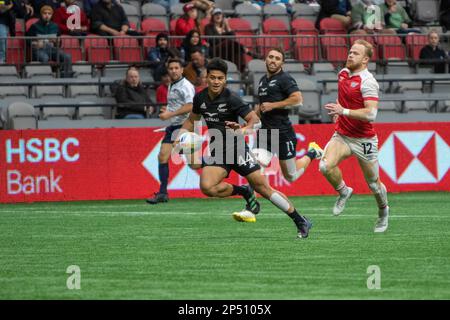 VANCOUVER, KANADA - 05. MÄRZ: Neuseeland gegen Groß-Briten spielen 5. bei der HSBC World Rugby Sevens Series 2023 im BC Place Stadium in Vancouver, Kanada. (Foto von Tomaz Jr/PxImages) Stockfoto