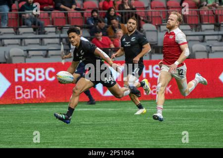 VANCOUVER, KANADA - 05. MÄRZ: Neuseeland gegen Groß-Briten spielen 5. bei der HSBC World Rugby Sevens Series 2023 im BC Place Stadium in Vancouver, Kanada. (Foto von Tomaz Jr/PxImages) Stockfoto