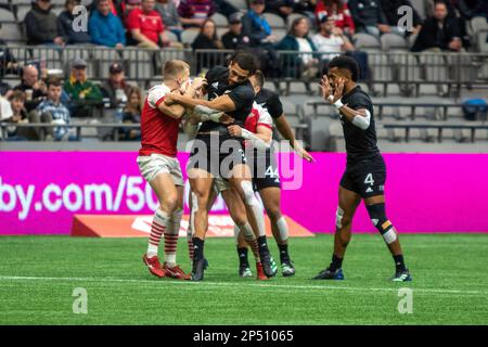 VANCOUVER, KANADA - 05. MÄRZ: Neuseeland gegen Groß-Briten spielen 5. bei der HSBC World Rugby Sevens Series 2023 im BC Place Stadium in Vancouver, Kanada. (Foto von Tomaz Jr/PxImages) Stockfoto