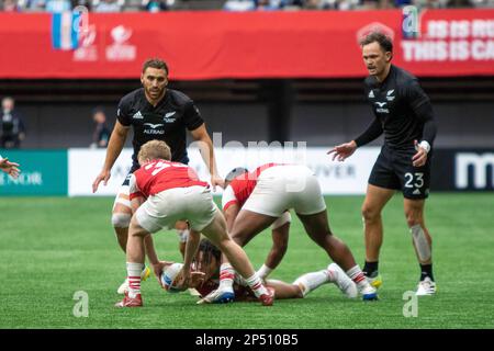 VANCOUVER, KANADA - 05. MÄRZ: Neuseeland gegen Groß-Briten spielen 5. bei der HSBC World Rugby Sevens Series 2023 im BC Place Stadium in Vancouver, Kanada. (Foto von Tomaz Jr/PxImages) Stockfoto