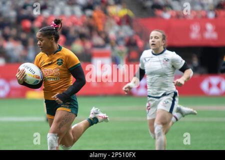 VANCOUVER, KANADA - MÄRZ 05: Halbfinalspiel zwischen Australien und den USA während der HSBC World Rugby Sevens Series 2023 im BC Place Stadium in Vancouver, Kanada. (Foto von Tomaz Jr/PxImages) Stockfoto