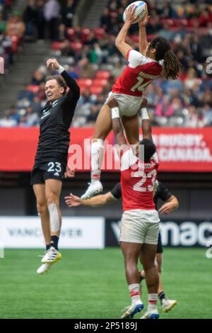 5. März 2023, Vancouver, Vancouver/Kanada, Kanada: VANCOUVER, KANADA – MÄRZ 05: Neuseeland gegen Großen Briten: Spielen Sie während der HSBC World Rugby Sevens Series 2023 im BC Place Stadium in Vancouver, Kanada, um 5. Runden. (Kreditbild: © Tomaz Jr/PX Imagens via ZUMA Press Wire) NUR REDAKTIONELLE VERWENDUNG! Nicht für den kommerziellen GEBRAUCH! Stockfoto