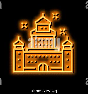 carnival Castle Vergnügungspark Neonglühsymbol Illustration Stock Vektor