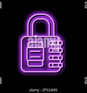 Abbildung des Glimmsymbols für Sicherheitsvorhängeschloss in Neonfarbe Stock Vektor