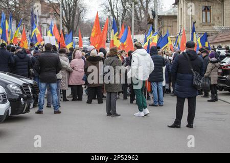 Chisinau, Moldawien - 06. März 2023: Protest vor dem Verfassungsgericht in Chisinau Stockfoto