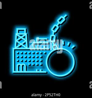 Abbildung des Neonleuchtsymbols für Abbrucharbeiten in der Fertigung Stock Vektor