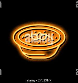 Abbildung des Symbols „mit Tomatenzutat kochen“ mit Neonglühen Stock Vektor