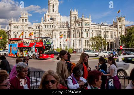 Cibeles Palast (1919) von Antonio Palacios, im Plaza Cibeles gebaut. Madrid, Spanien Stockfoto