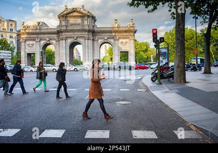 Puerta de Alcala, in Plaza De La Independencia. Madrid, Spanien. Stockfoto