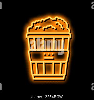 Abbildung des Leuchtsymbols für Popcorn Food in Neonfarbe Stock Vektor