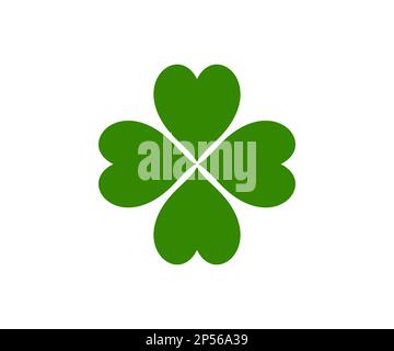 Vierblättriges Kleeblatt-Logo. Klee-Silhouette. Kleeblatt-Shamrock nahtlos. Vektorelement für Website- und App-Design. Grünes Kleeblatt-Symbol Stock Vektor