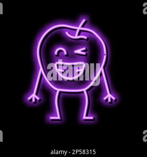 apfelfrucht-Figur, Symbol mit leuchtendem Neon Stock Vektor