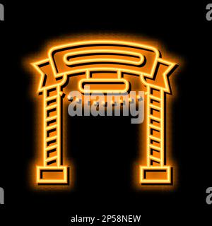 Eintritt in den Vergnügungspark Neonglühsymbol-Illustration Stock Vektor