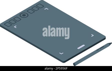 Isometrischer Vektor des Symbols für die Videobearbeitung auf einem Tablet. Filmredakteur. Medien beschneiden Stock Vektor