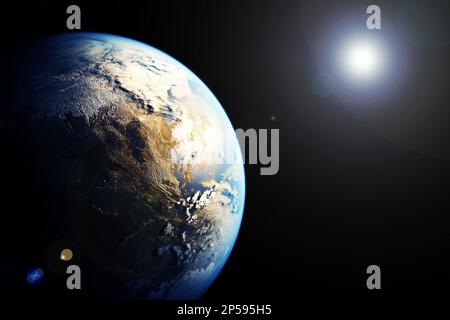 Exoplanet für das Leben geeignet. Elemente dieses Bildes, die der NASA entsprechen. Hochwertiges Foto Stockfoto