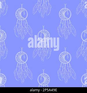 Ethnischer handgemachter Feather Dream Catcher nahtloser Mustervektor. Stock Vektor