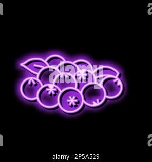 Ein Haufen Blaubeeren, Blatt, Neonlicht, Symbol-Illustration Stock Vektor