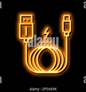 Abbildung des Leuchtsymbols für das Ladekabel Stock Vektor