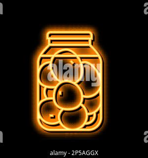 Illustration des Symbols für eingelegte Tomaten mit Neonglühen Stock Vektor