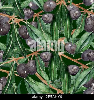 oliva verzweigt nahtlose Muster Texturhintergrund. Stockfoto