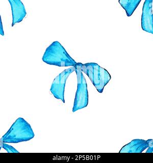 Aquarellblau Cyan Band Geschenkpapier nahtlose Muster Texturhintergrund. Stockfoto