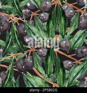oliva verzweigt nahtlose Muster Texturhintergrund. Stockfoto
