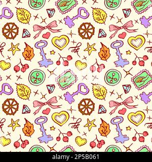 Farbenfrohe Doodle-Skizzen-Tintenlinien sind nahtlose Mustervektoren. Stock Vektor