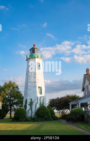 Historischer Old Point Comfort Lighthouse in Hampton VA Stockfoto