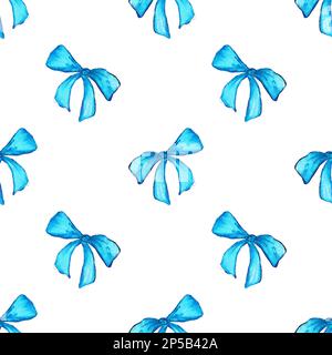 Aquarellblau Cyan Band Geschenkpapier nahtlose Muster Texturhintergrund. Stockfoto