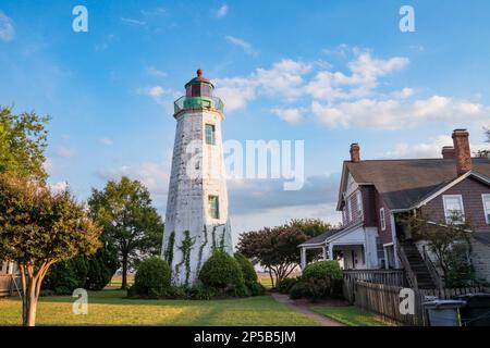 Historischer Old Point Comfort Lighthouse in Hampton VA Stockfoto