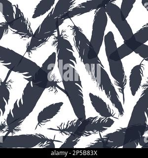 Aquarelle einfarbige Feder nahtlose Mustertextur Hintergrundvektor. Stock Vektor