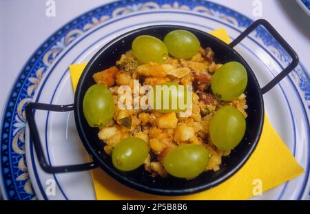 Migas Manchegas, Venta del Quijote, berühmtes typisches Restaurant, traditionelle Küche, Puerto Lapice, Provinz Ciudad Real, Castilla la Mancha, das Ro Stockfoto