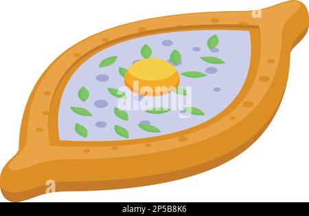 Gebratener isometrischer Vektor des Symbols Chachapuri. Essen kochen. Adjara-Kruste Stock Vektor